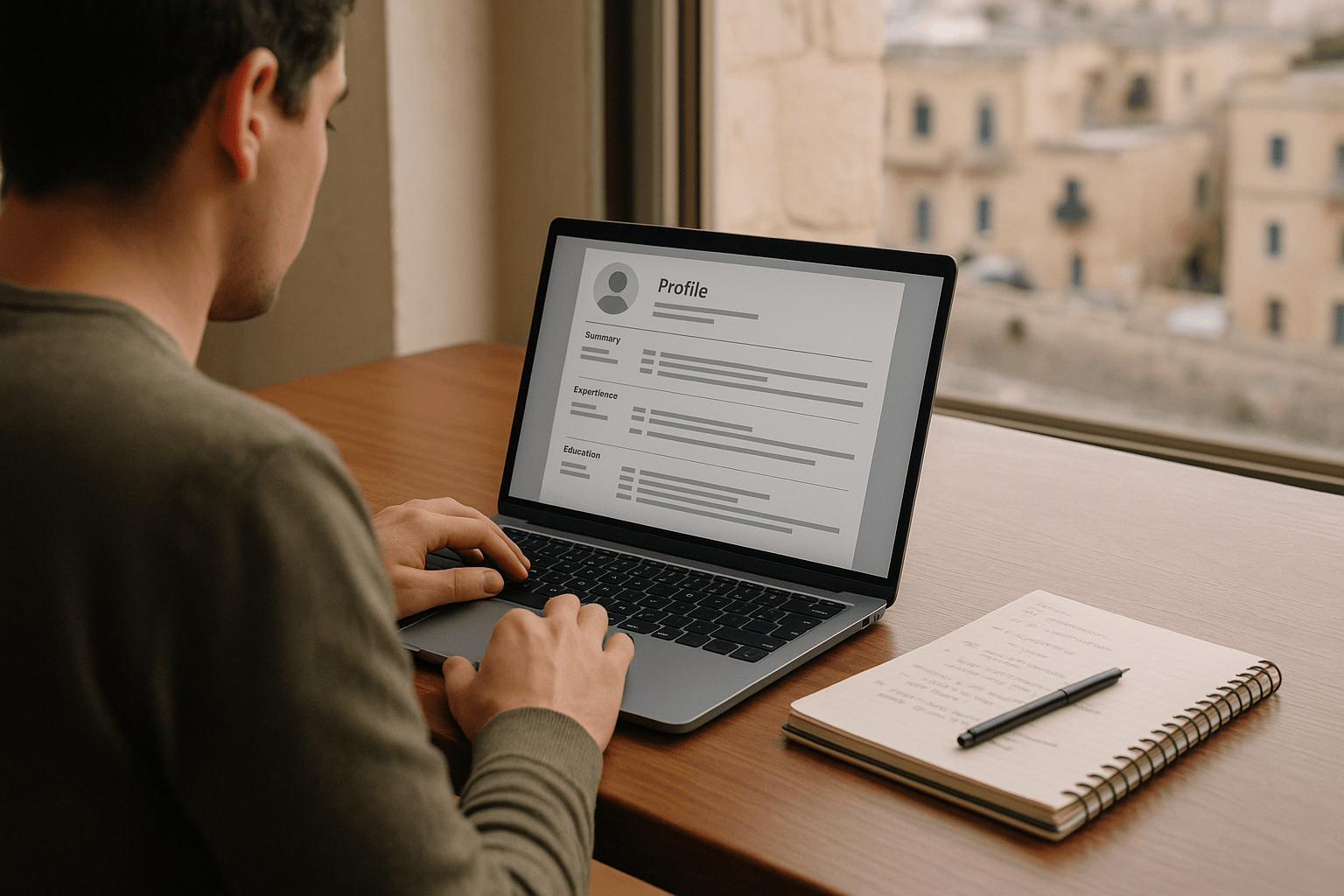 candidate updating an online recruitment profile for jobs in Malta
