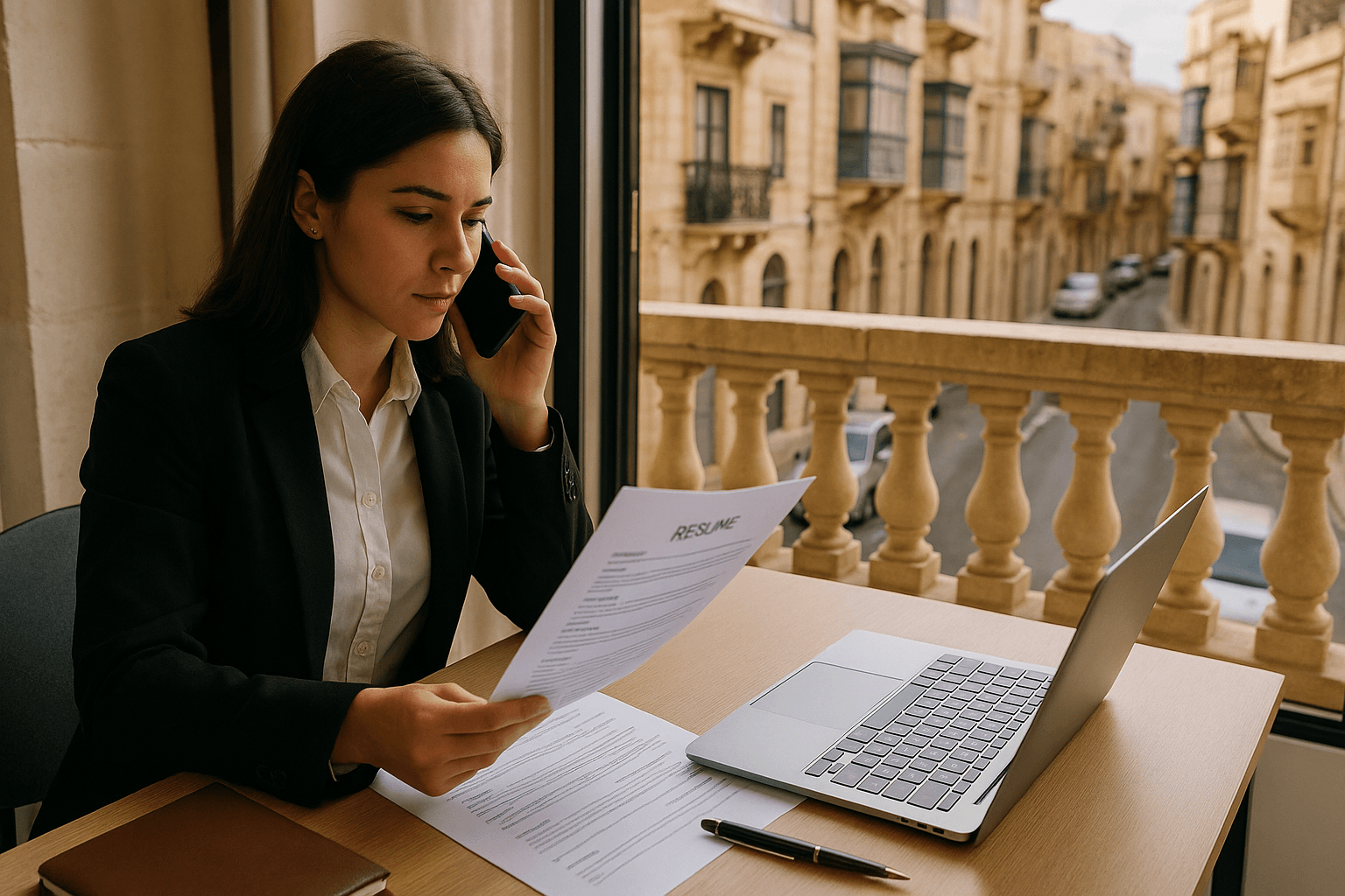 job seeker preparing interview notes for a Malta recruiter call