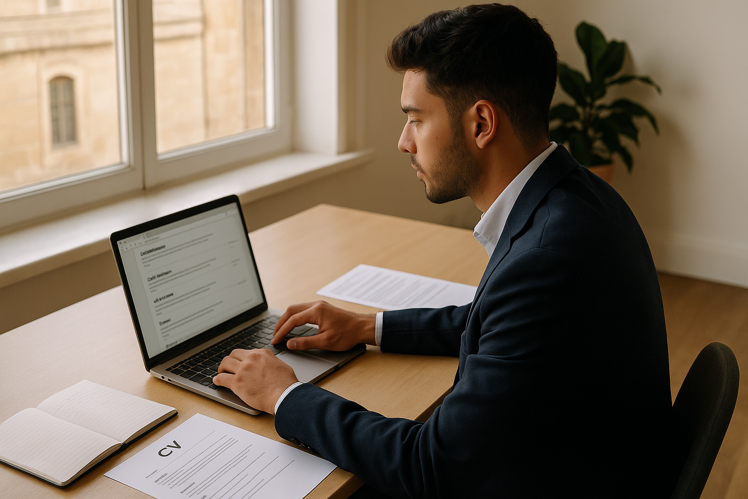 Graduate in Malta comparing entry level job opportunities on a laptop