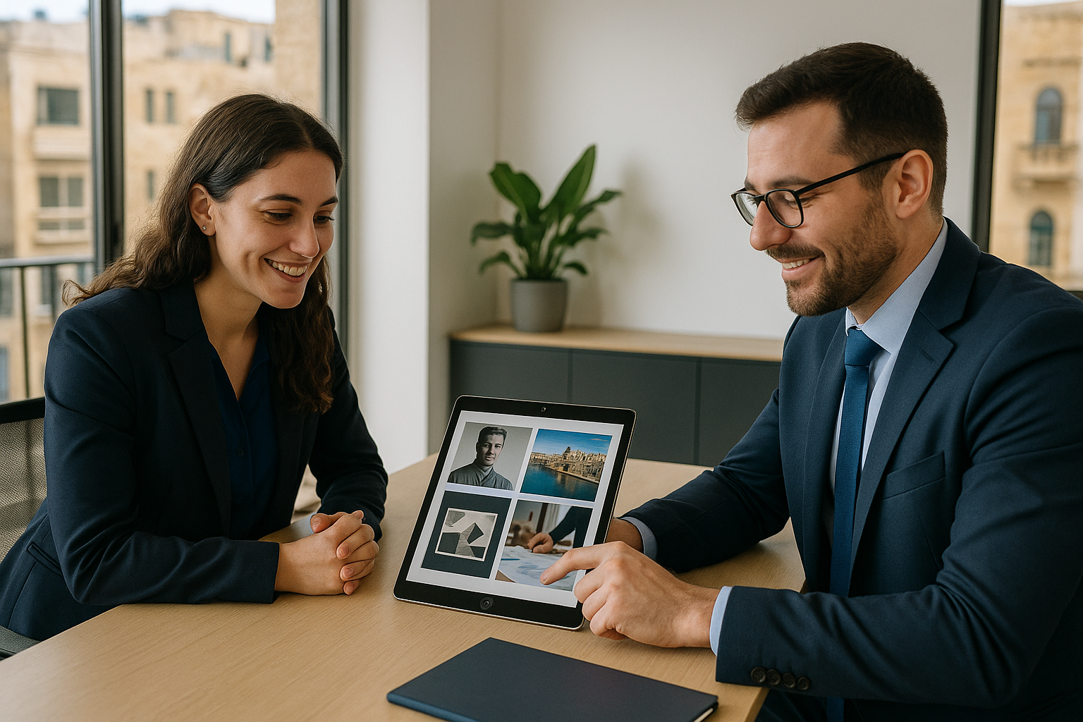 Career portfolio review during a Malta job interview
